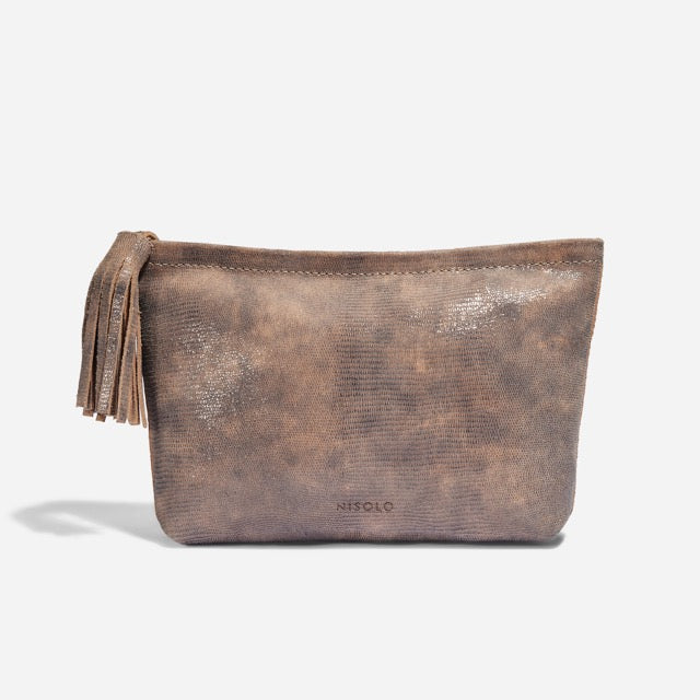 Petra Pouch Greige Snake