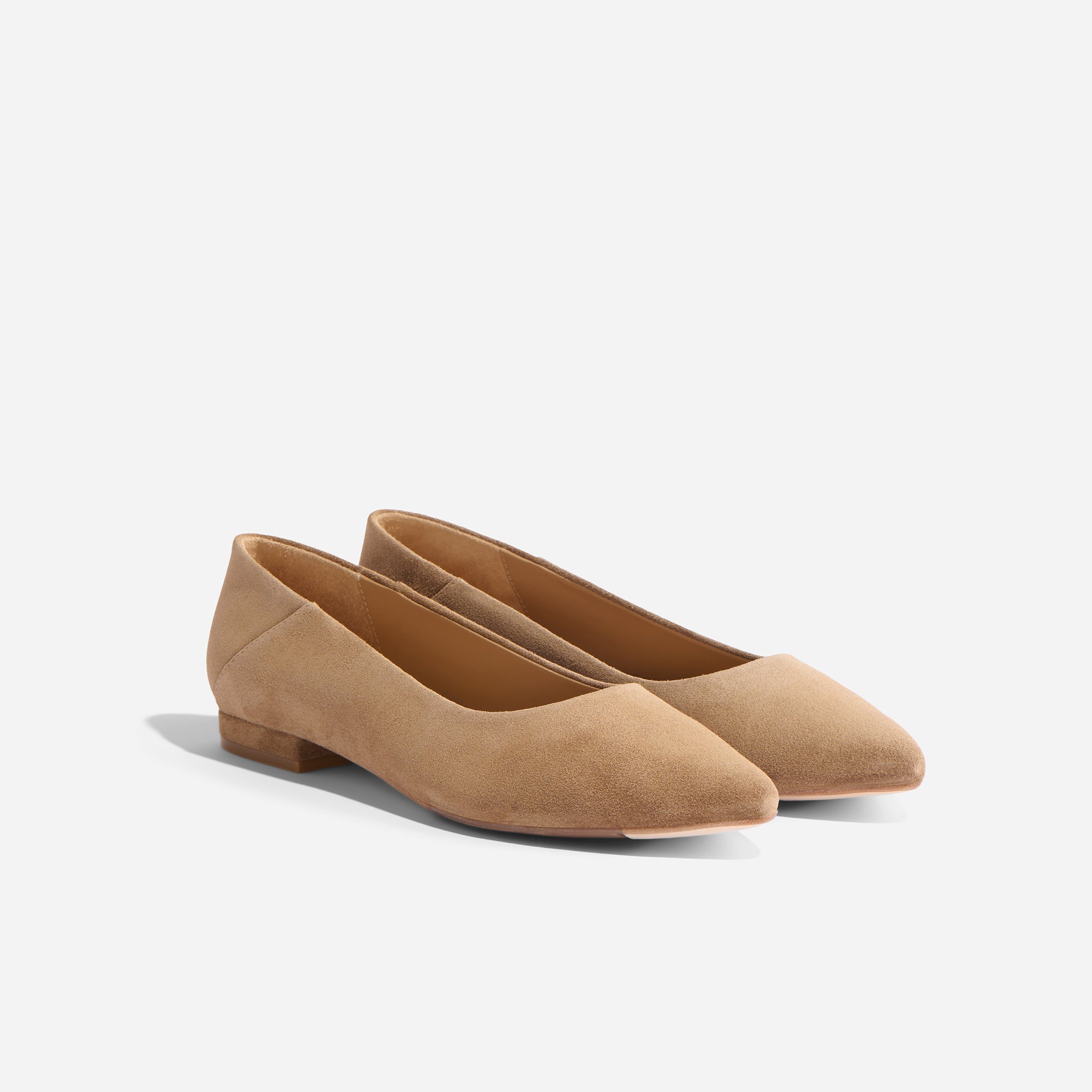 Fina Pointed Toe Flat Taupe Suede