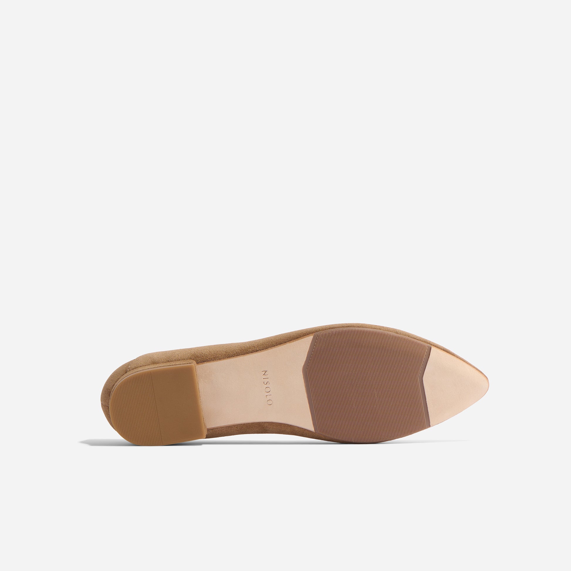 Fina Pointed Toe Flat Taupe Suede