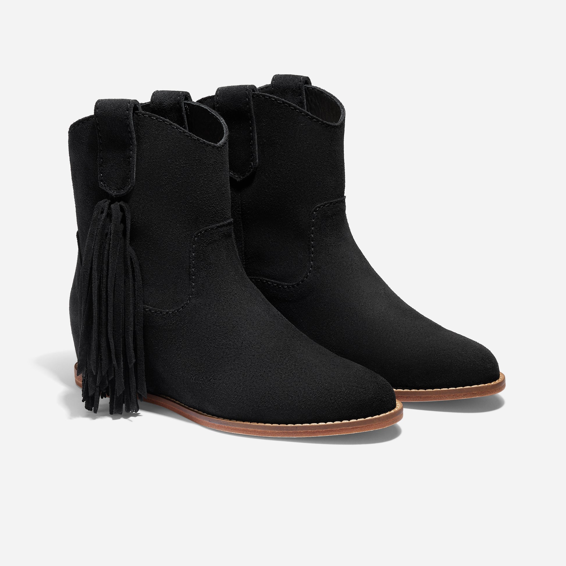 Amaya Fringe Bootie Black Suede