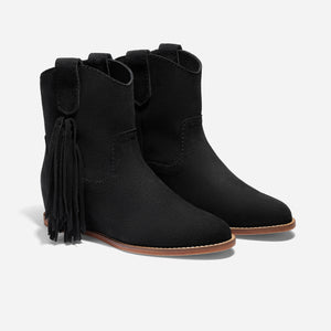 Amaya Fringe Bootie Black Suede