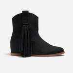 Amaya Fringe Bootie Black Suede