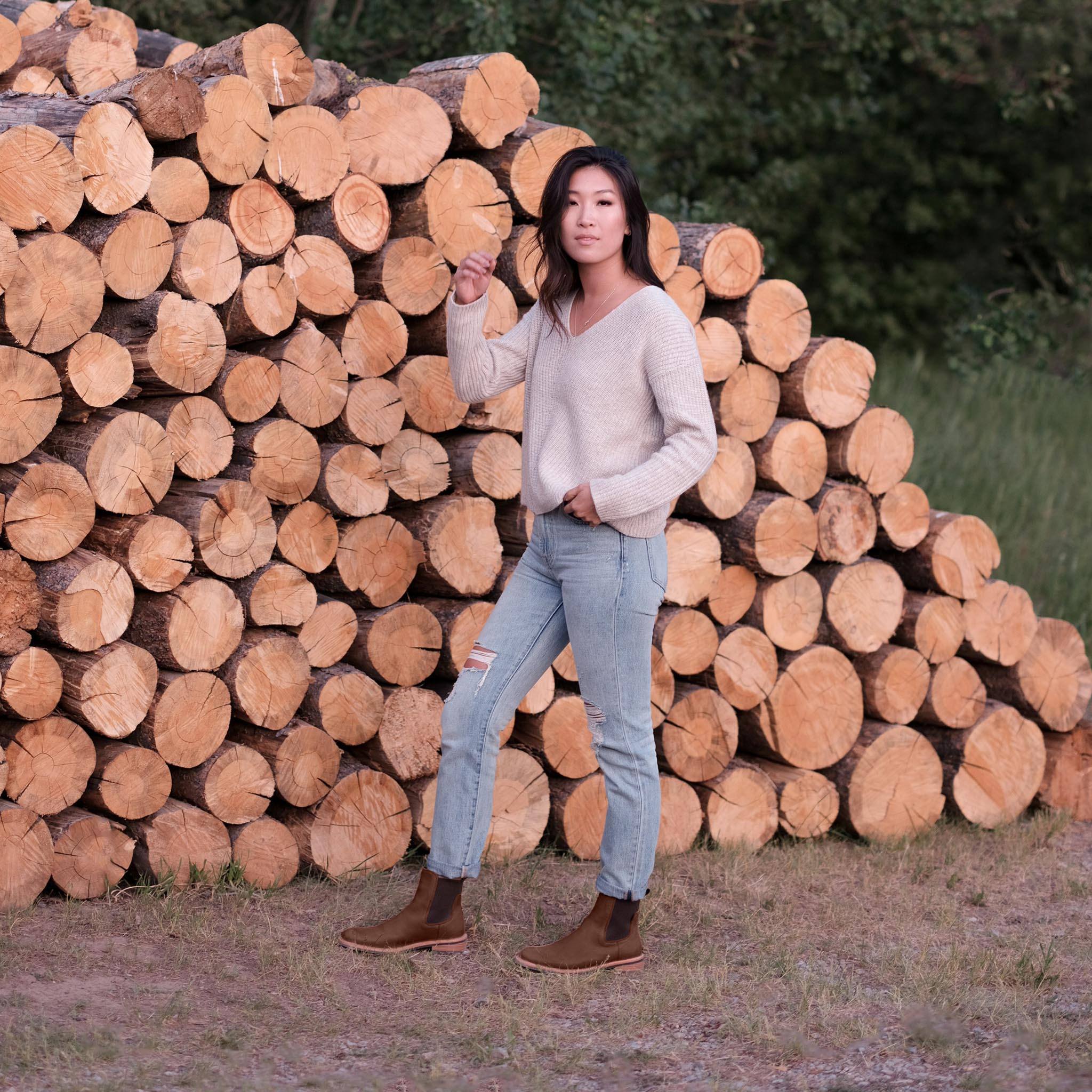 Image 5 of the Carmen Chelsea Boot Brown on model