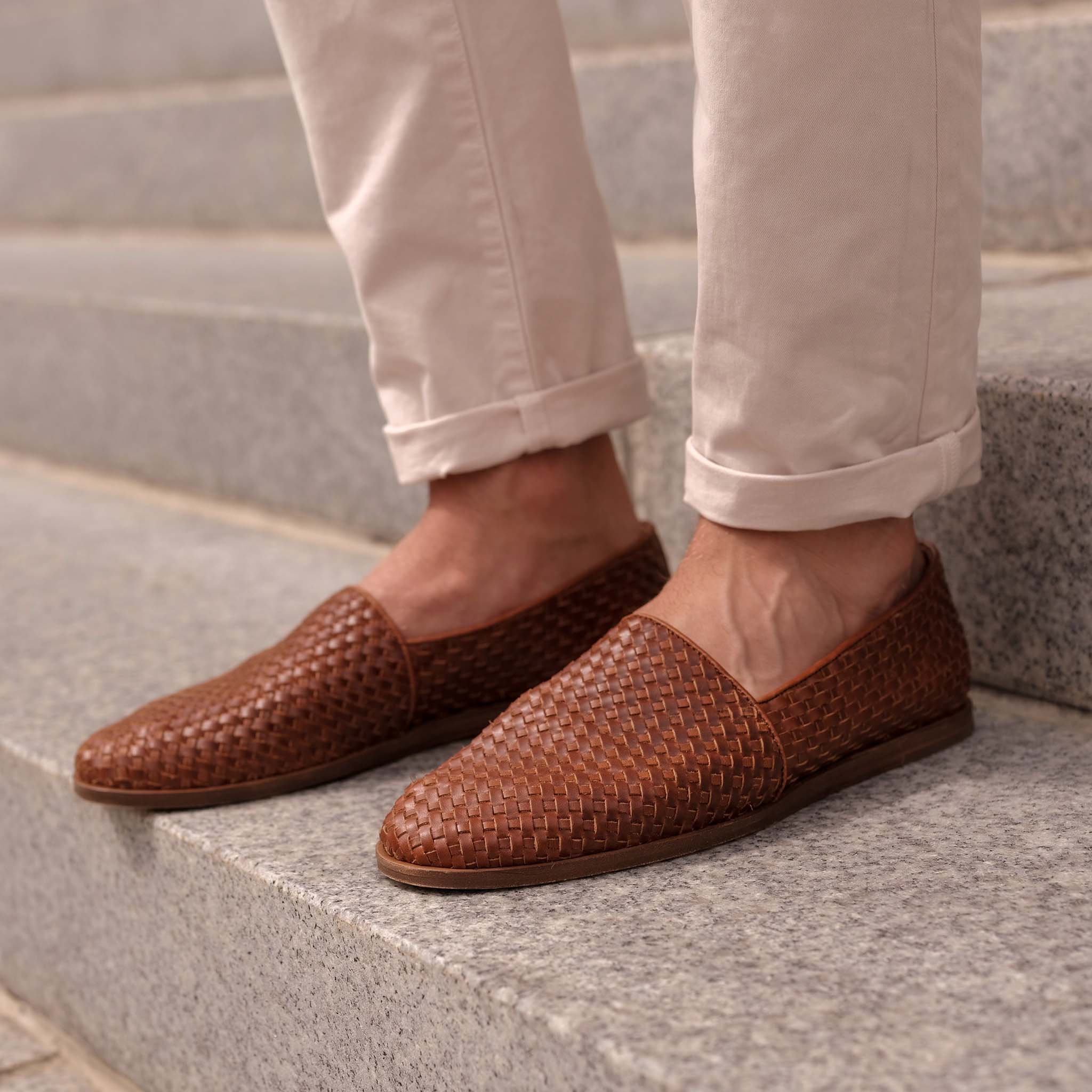 Mens woven slip store on shoes