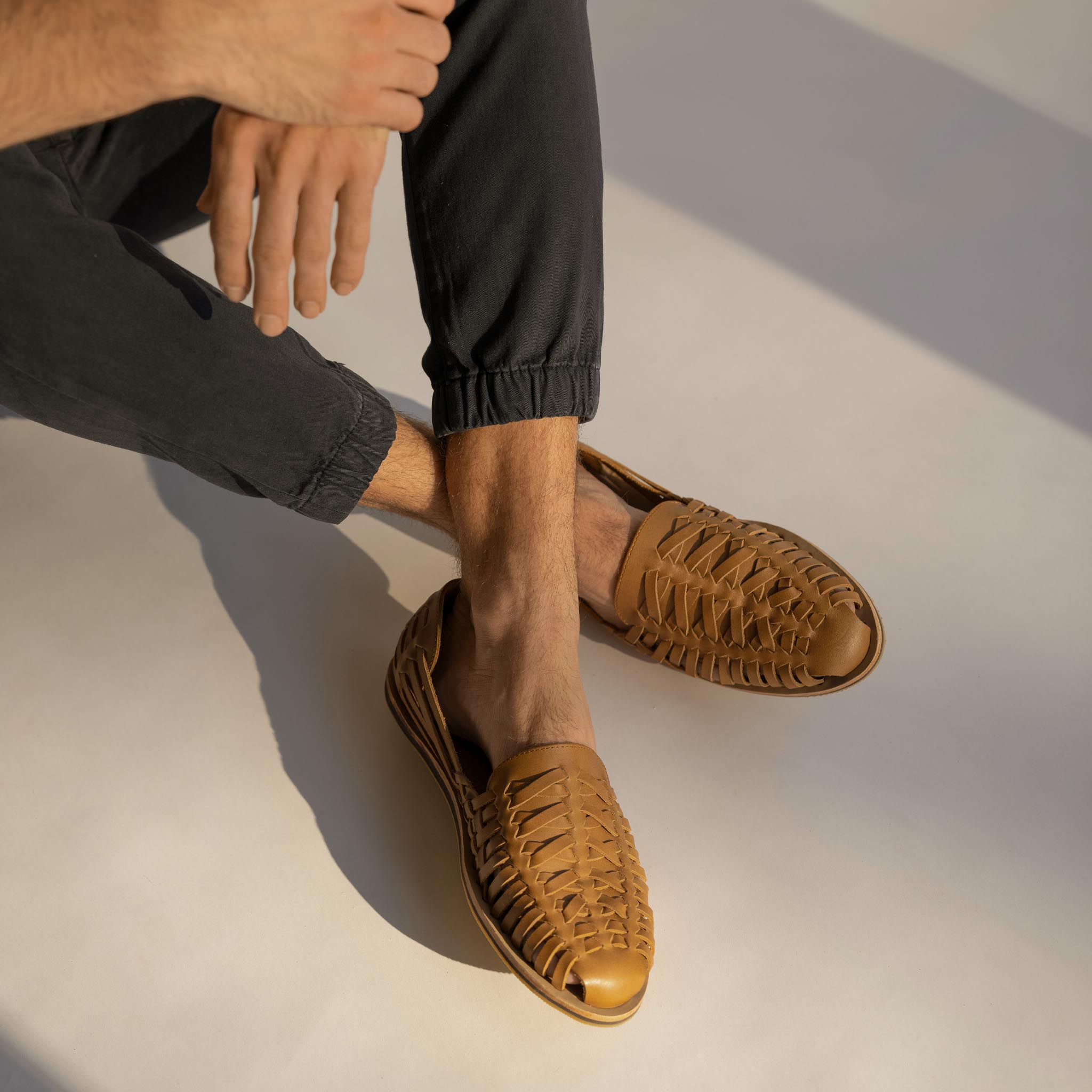 Image 4 of the Men's Huarache Sandal Saddle Brown Men's Leather Slip On Nisolo 